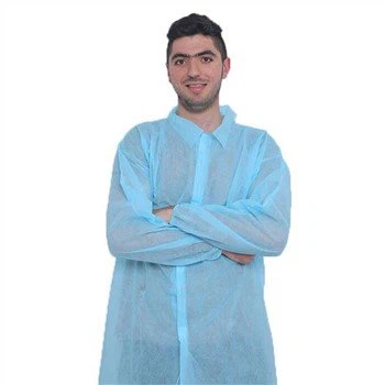 Bata de laboratorio desechable a prueba de polvo con velcro